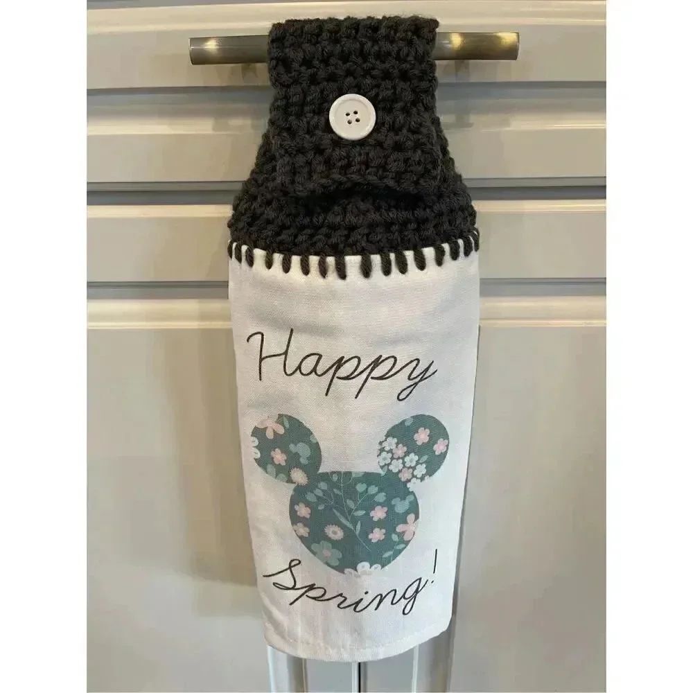 Crochet Top Kitchen Towel- Hello Spring Mickey Mouse - Picture 3 of 3